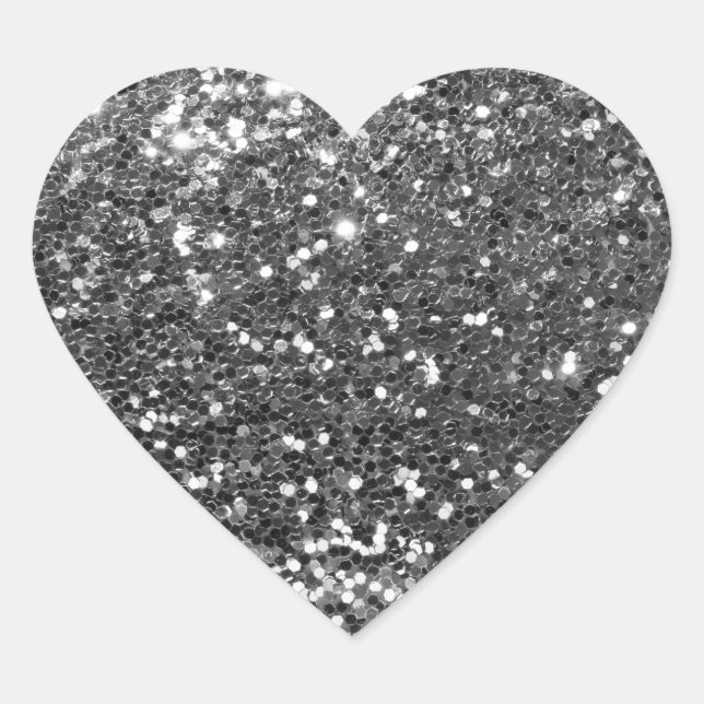 Sticker Cœur Séquines d'argent Sceau de forme de coeur Glitz (Devant)