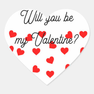 Sticker Cœur Seras-tu mon Valentin? Cœurs rouges ludiques 