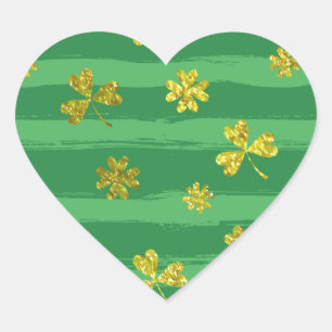 Sticker Cœur shamrock d'or st patrick