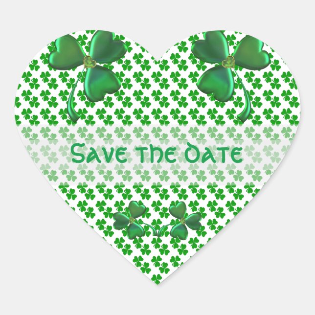 Sticker Cœur Shamrock personnalisé Enregistrer la date Irlandai (Devant)