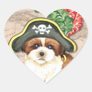 Sticker Cœur Shih Tzu Pirate