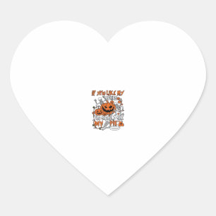 Sticker Cœur Si vous aimez les citrouilles Halloween Skeleton P