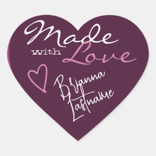 Sticker Cœur Signature Script Plum violet fait avec coeur d'amo
