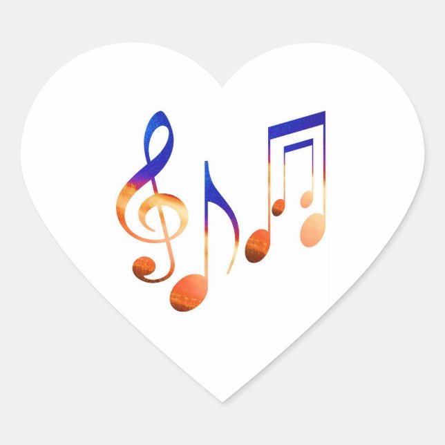 Sticker Cœur Signes de musique dansante (Devant)