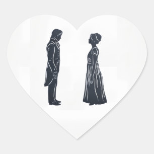Sticker Cœur Silhouette de Darcy et Elizabeth