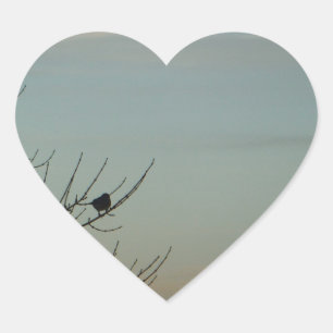 Sticker Cœur Silhouette d'oiseau bleu Poudre Ciel bleu