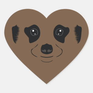 Sticker Cœur Silhouette du visage de Meerkat