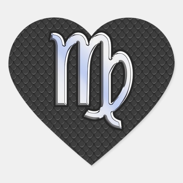 Sticker Cœur Silver Chrome Virgo Zodiac Connexion peau de serpe (Devant)