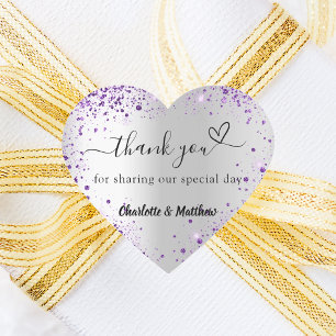 Sticker Cœur Silver violet coeur merci mariage