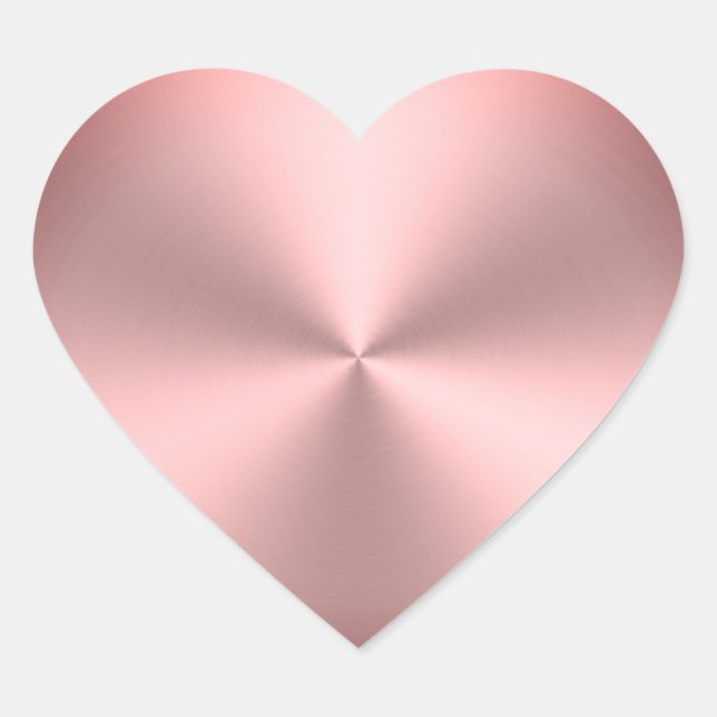 Sticker Cœur Simple apparence rose brossé métal | Radial (Devant)
