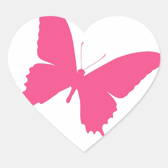 Sticker Cœur Simple conception papillon rose (Devant)