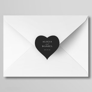 Sticker Cœur Simple minimaliste élégante faveur de mariage noir