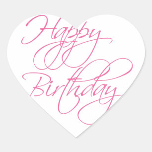 Sticker Cœur Simple Script Rose Joyeux anniversaire