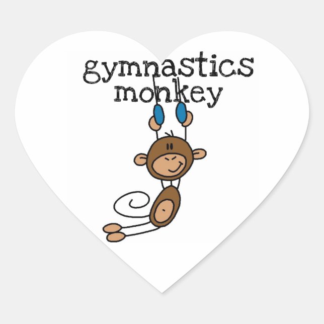 Sticker Cœur Singe de la gymnastique (Devant)