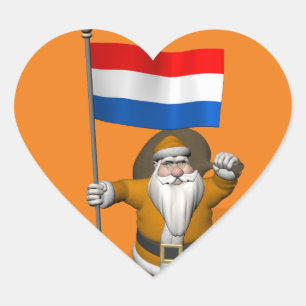 Sticker Cœur Sinterklaas Avec L'Ensigne Du Pays-Bas