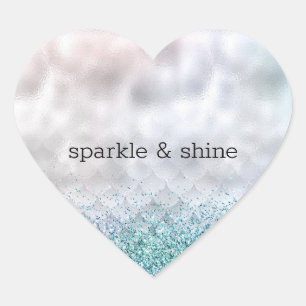 Sticker Cœur Sirène de Parties scintillant rose Argent Confetti