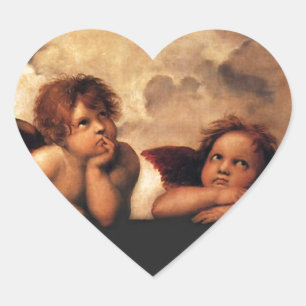 Sticker Cœur Sistine Madonna 2 Anges par Raphael