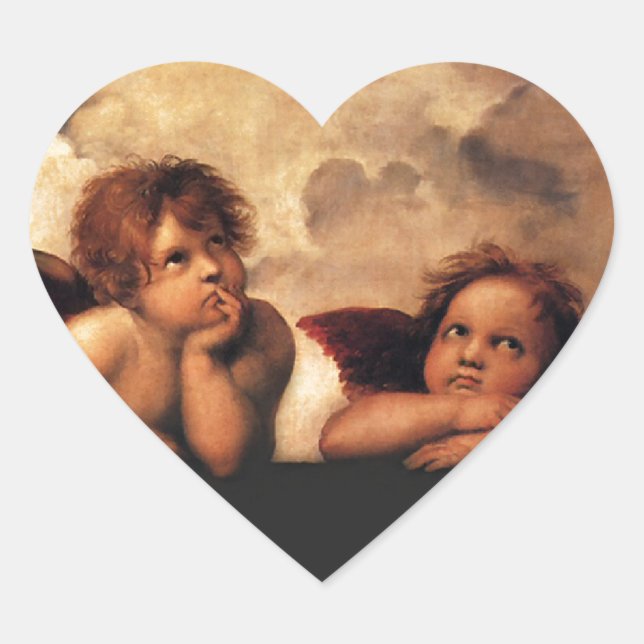 Sticker Cœur Sistine Madonna 2 Anges par Raphael (Devant)
