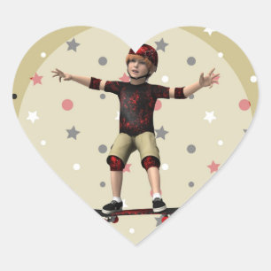 Sticker Cœur Skateboardeur