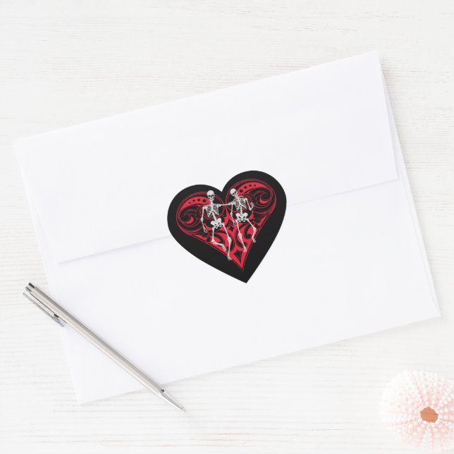 Sticker Cœur Skeleton Couple (Enveloppe)