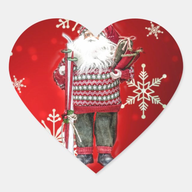Sticker Cœur Ski Père Noël (Devant)