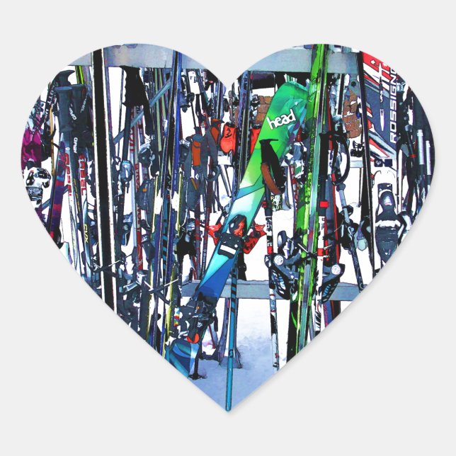 Sticker Cœur Skis and Poles (Devant)