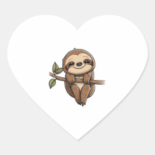 Sticker Cœur Sloth Cute Sloth Cute Cartoon