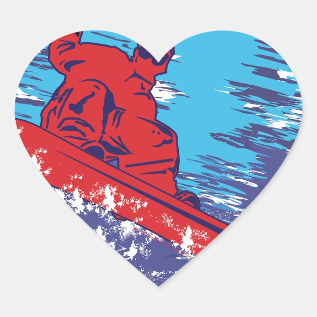 Sticker Cœur Snowboardeur cool (Devant)