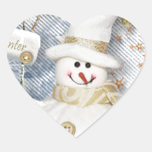Sticker Cœur Snowman hiver froid