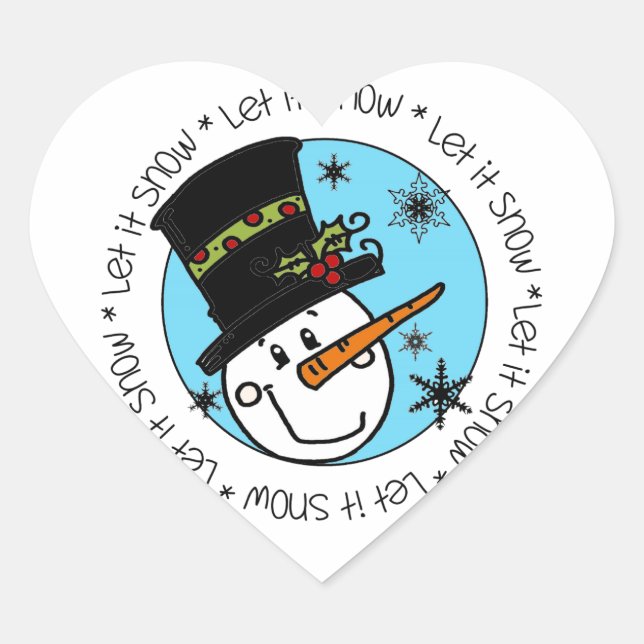 Sticker Cœur Snowman Vacances D'Hiver Laisser Neige (Devant)