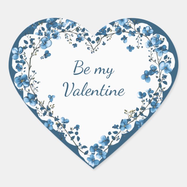 Sticker Cœur Sois Ma Valentine Oublie-Moi-Pas-Fleur (Devant)