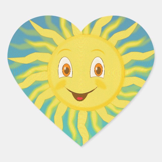 Sticker Cœur Soleil Avec Lignes Circulaires (Devant)