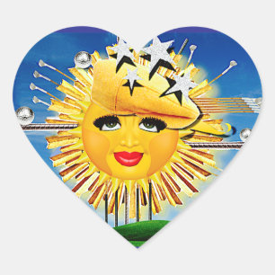 STICKER CŒUR SOLEIL ! ENSOLEILLEMENT! JOUR ENSOLEILLÉ DE GOLF !