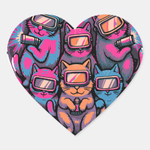 Sticker Cœur Soudage Chats Coeur - Joli soudeur Art