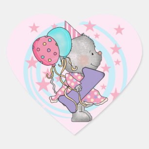 Sticker Cœur Souris 1er anniversaire T-shirts et cadeaux