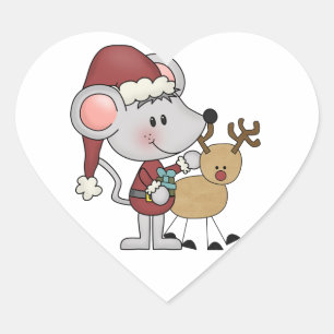 Sticker Cœur Souris de Noël et
