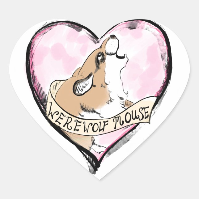 Sticker Cœur Souris Werewolf (Devant)