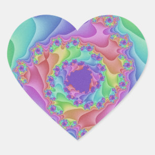 Sticker Cœur Spirale arc-en-ciel Pastel