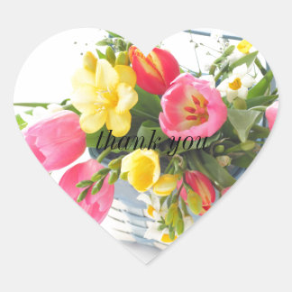 Sticker Cœur Spring flowers in basket