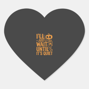 Sticker Cœur Squelette drôle d'Halloween attendant un design si