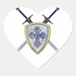 Sticker Cœur St Michael - épées et bouclier