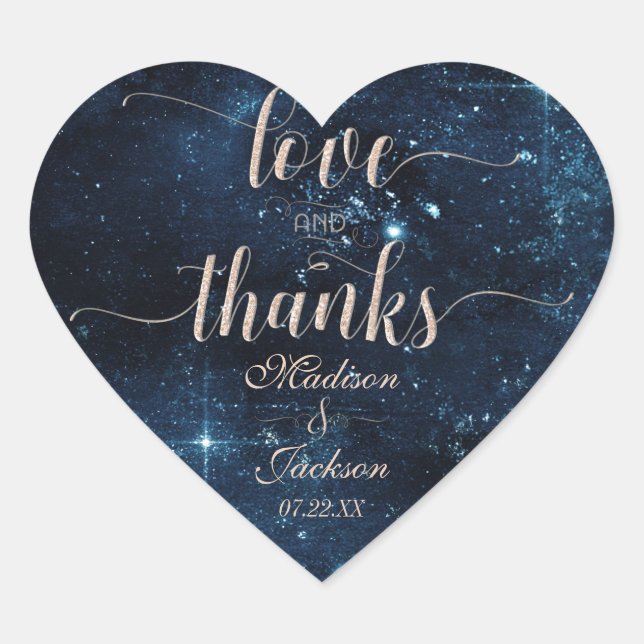 Sticker Cœur Star Sky Celestial Mariage Amour & Merci Favoriser (Devant)