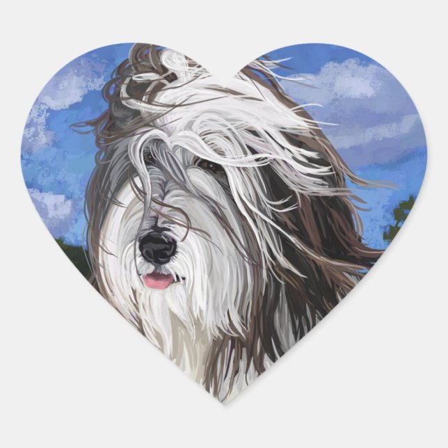 Sticker Cœur Stella, le chien des moutons anglais (Devant)