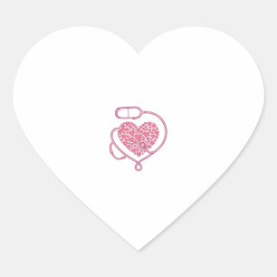 Sticker Cœur Stéthoscope Cardiaque Design de Chemise Vectoriel 
