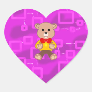 Sticker Cœur Stick géométrique rose cuite botte en peluche
