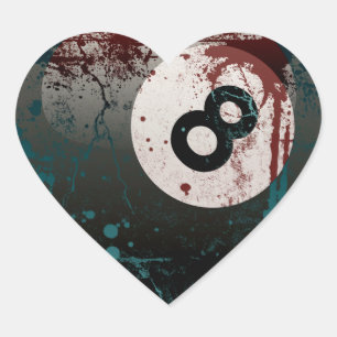 Sticker Cœur Style 8-Ball de grunge et d'éclaboussure