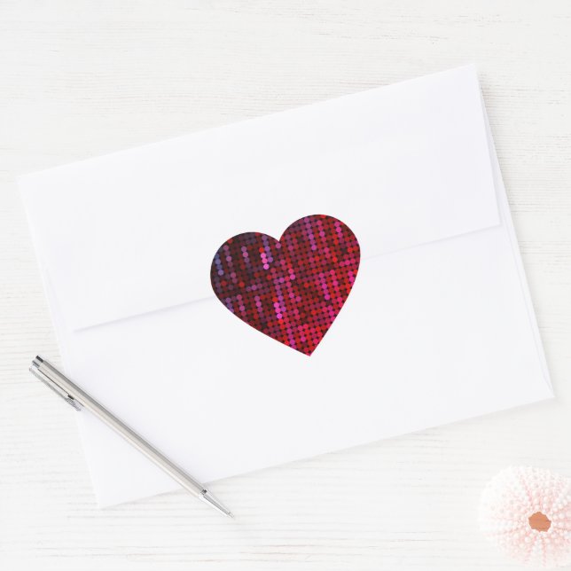 Sticker Cœur Style Disco Coeur de séquence rose Faux (Enveloppe)