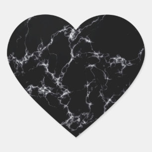 Sticker Cœur Style marbre élégant4 - Noir et Blanc