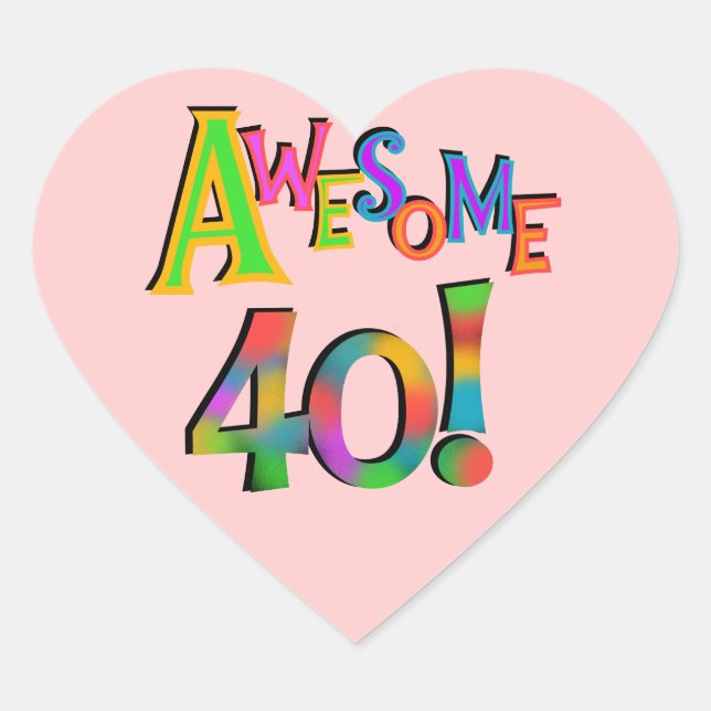 Sticker Cœur Super 40 T-shirts et cadeaux d'anniversaire (Devant)