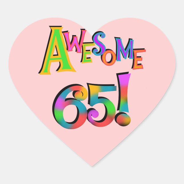 Sticker Cœur Super 65 Tshirts et cadeaux d'anniversaire (Devant)